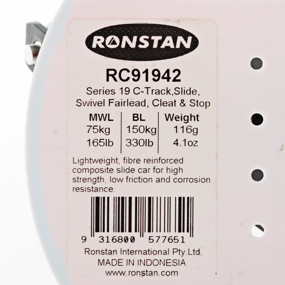 Ronstan S19 RC91942 C-Track Composite Slide Camcleat And Fairlead With Plunger 2 Ronstan S19 RC91942 C-Track Composite Slide Camcleat And Fairlead With Plunger - Image 2