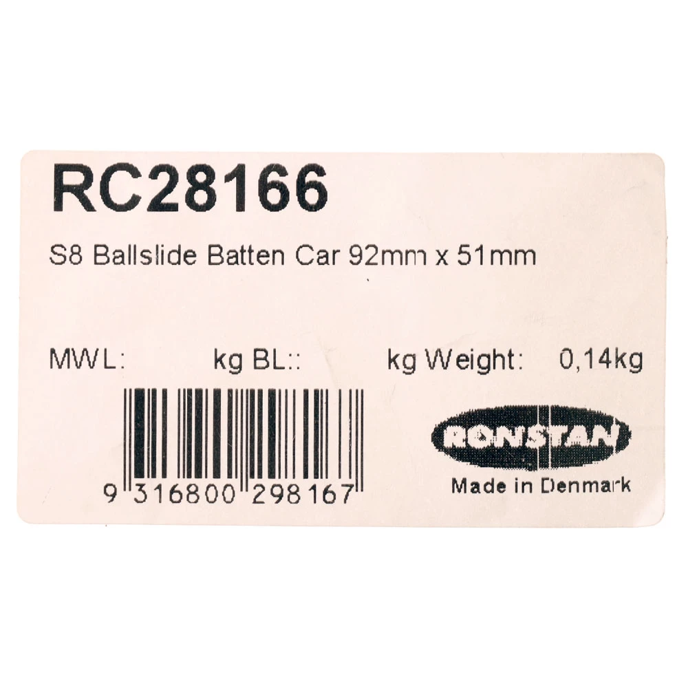 Ronstan RC28166 Series 8 Batten BallSlide Car 92mm X 51mm 1 Ronstan RC28166 Series 8 Batten BallSlide Car 92mm X 51mm