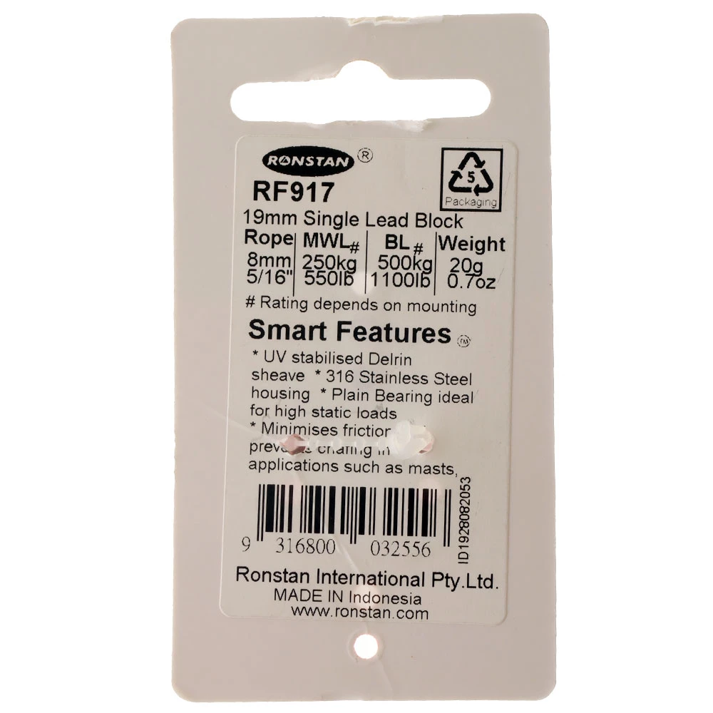 Ronstan RF917 Single Lead Block 2 Ronstan RF917 Single Lead Block - Image 2